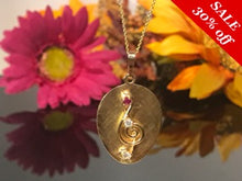 Load image into Gallery viewer, 14 K.T. YELLOW GOLD LADIES CUSTOM MADE RUBY &amp; DIAMOND &quot;G&quot; CLEF PENDANT
