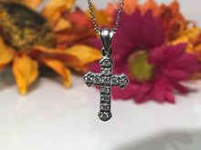 Load image into Gallery viewer, 14 K.T. WHITE GOLD LADIES DIAMOND CROSS W/ DIAMONDS T.W. OF 0.70 CARATS
