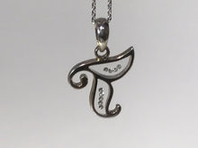 Load image into Gallery viewer, 18 K.T. WHITE GOLD LADIES DIAMOND &amp; GLASS INITIAL &quot;T&quot; CHARM

