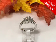 Load image into Gallery viewer, 14 K.T. WHITE GOLD LADIES PAST, PRESENT &amp; FUTURE (3) STONE ENGAGEMENT RING
