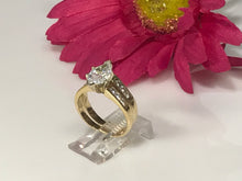 Load image into Gallery viewer, 14 K.T. YELLOW GOLD LADIES ENGAGEMENT RING W/CUSTOM FIT WEDDING BAND
