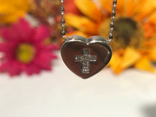 Load image into Gallery viewer, 18 K.T. WHITE GOLD LADIES DIAMOND CROSS W/6 PRINCESS CUT DIAMONDS
