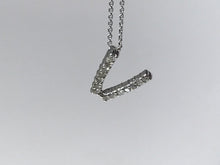 Load image into Gallery viewer, 14 K.T. WHITE GOLD LADIES DIAMOND INITIAL CHARM &quot;V&quot;

