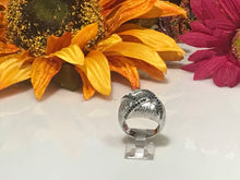 Load image into Gallery viewer, 14 K.T. LADIES WHITE GOLD DOME RING SATIN FINISH W/ ROUND BLACK DIAMONDS
