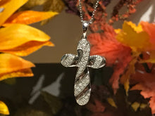 Load image into Gallery viewer, 14 K.T. LADIES WHITE GOLD DIAMOND CROSS WITH ROUND PAVE SET DIAMONDS
