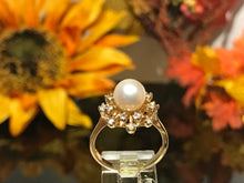 Load image into Gallery viewer, 14 K.T. YELLOW GOLD LADIES PEARL &amp; DIAMOND RING
