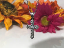 Load image into Gallery viewer, 14 K.T. WHITE GOLD LADIES DIAMOND CROSS W/ DIAMONDS T.W. OF 0.70 CARATS
