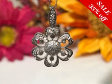 Load image into Gallery viewer, 18 K.T. WHITE GOLD LADIES DIAMOND FLOWER DESIGN PENDANT
