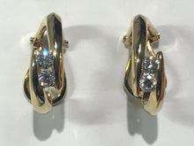 Load image into Gallery viewer, 18 K.T. YELLOW GOLD LADIES DIAMOND HOOP EARRINGS
