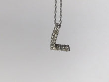 Load image into Gallery viewer, 14 K.T. WHITE GOLD LADIES DIAMOND INITIAL CHARM &quot;L&quot; WITH CHAIN

