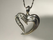 Load image into Gallery viewer, 18 K.T. WHITE GOLD LADIES DIAMOND HEART PENDANT W/ ROUND PAVE DIAMONDS
