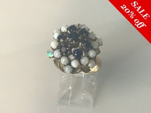 Load image into Gallery viewer, 14 K.T. YELLOW GOLD LADIES ANTIQUE/ ESTATE JEWELRY SAPPHIRE &amp; OPAL RING
