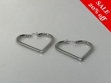 Load image into Gallery viewer, 14 K.T. WHITE GOLD LADIES TUBULAR HEART SHAPED POLISHED HOOP EARRING
