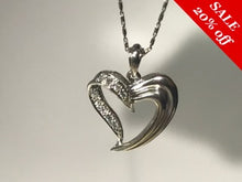 Load image into Gallery viewer, 18 K.T. WHITE GOLD LADIES DIAMOND HEART PENDANT W/ ROUND PAVE DIAMONDS
