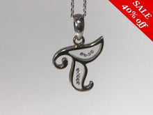 Load image into Gallery viewer, 18 K.T. WHITE GOLD LADIES DIAMOND &amp; GLASS INITIAL &quot;T&quot; CHARM
