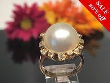 Load image into Gallery viewer, 14 K.T. YELLOW GOLD LADIES MAVE PEARL &amp; DIAMOND RING
