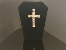Load image into Gallery viewer, 14 K.T. WHITE GOLD CRUCIFIX WITH DIAMOND CUT EDGES
