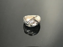 Load image into Gallery viewer, 14 K.T. LADIES WHITE GOLD DOME RING SATIN FINISH W/ ROUND BLACK DIAMONDS
