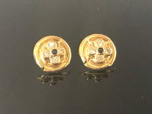 Load image into Gallery viewer, 18 K.T.YELLOW GOLD LADIES CUBIC ZIRCON ROUND BUTTOM STYLE EARRINGS
