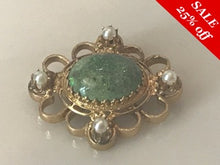 Load image into Gallery viewer, 14 K.T. YELLOW GOLD ANTIQUE/ ESTATE VICTORIAN BLACK OPAL &amp; PEARL PENDANT
