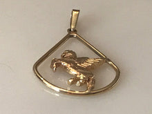 Load image into Gallery viewer, 14 K.T. YELLOW GOLD LADIES CHARM W/ A PEGASIS HORSE AT CENTER
