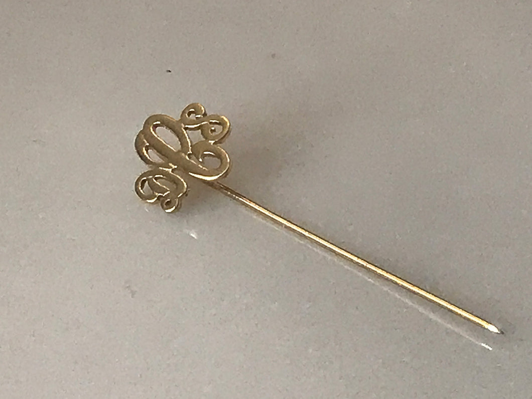14 K.T. YELLOW GOLD ANTIQUE/ ESTATE INITIAL STICK PIN