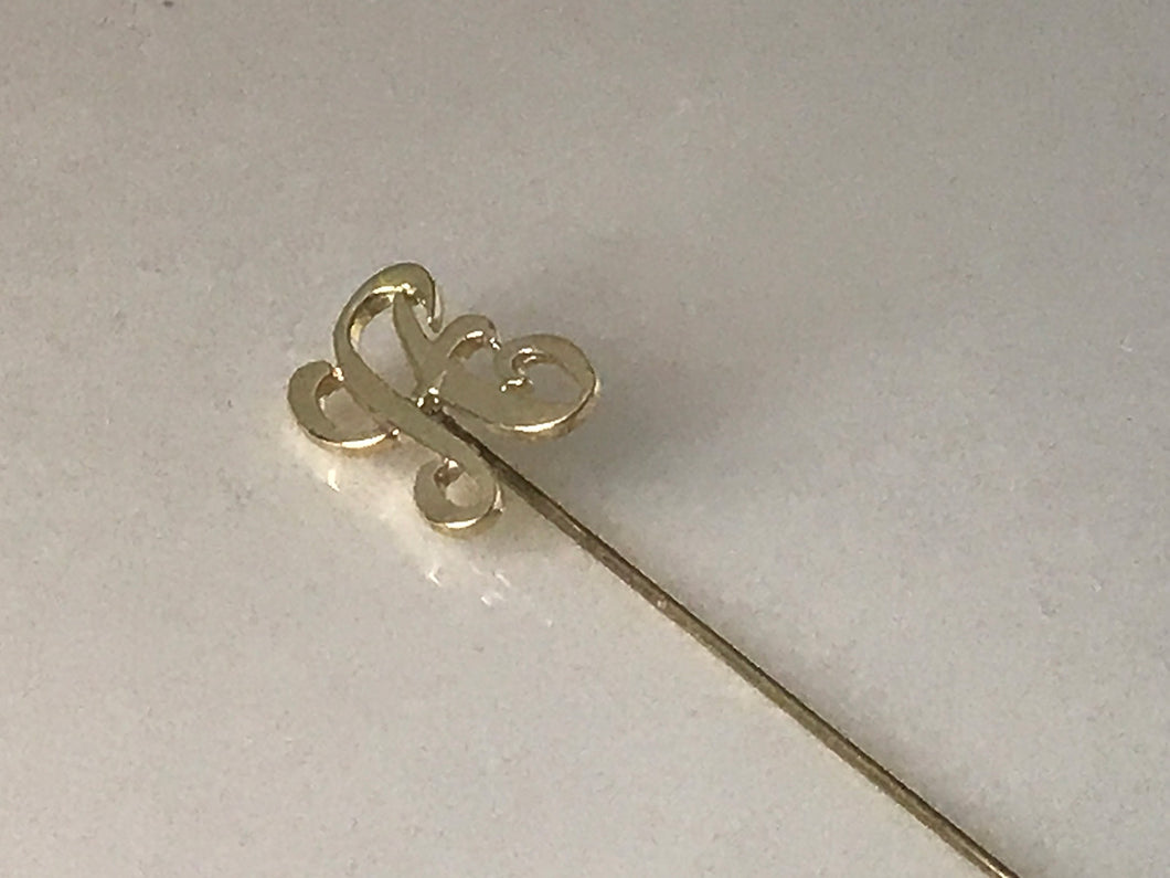 14 K.T. YELLOW GOLD ANTIQUE/ ESTATE INITIAL STICK PIN
