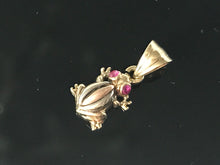 Load image into Gallery viewer, 14 K.T. WHITE &amp; ROSE GOLD LADIES FROG CHARM W/ RED EYES
