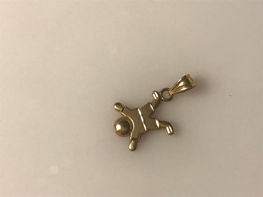 14 K.T. YELLOW GOLD LADIES CHARM UPSIDE DOWN BOY CHARM